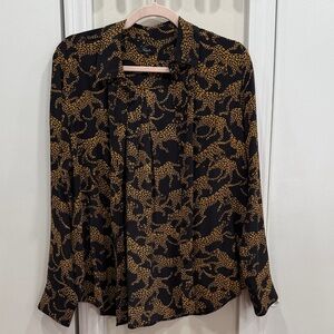 Black and Gold Leopard Print Blouse
